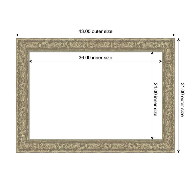Luxe Framed Dry Erase Magnetic Board - 43 x 31 in - Luxe Antique Silver