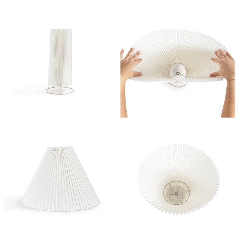 Giulia 20.5" Rustic Scandinavian Resin/Iron Lighthouse LED Table Lamp with Pleated Shade, Beige Wood Finish by JONATHAN Y