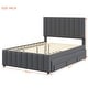 preview thumbnail 7 of 16, Full Size Upholstered Platform Bed with Twin Size Trundle and 3 Drawers, Linen Fabric, Gray