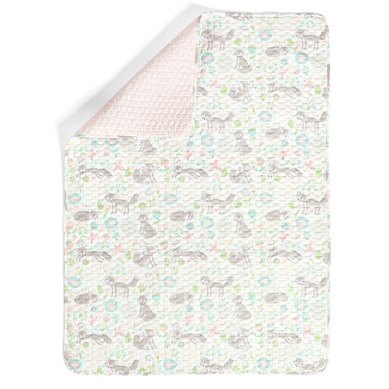 Lush Decor Baby Pixie Fox Organic Cotton Quilt - 50"x36" - Woodland - 50"x36" - Pink