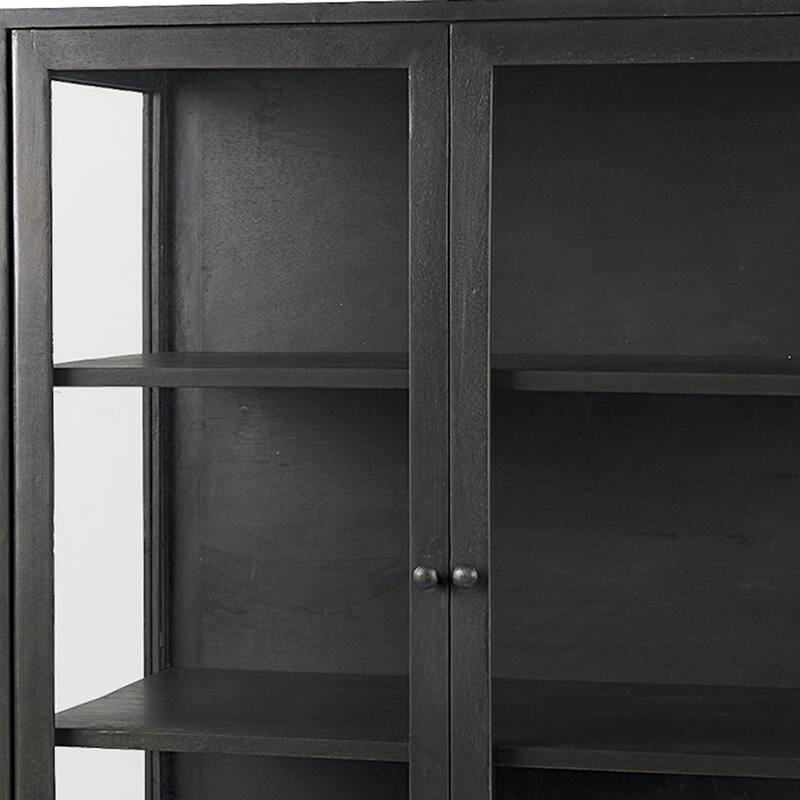 HomeRoots 36" Black Solid Wood and Metal Display Cabinet With Two Doors