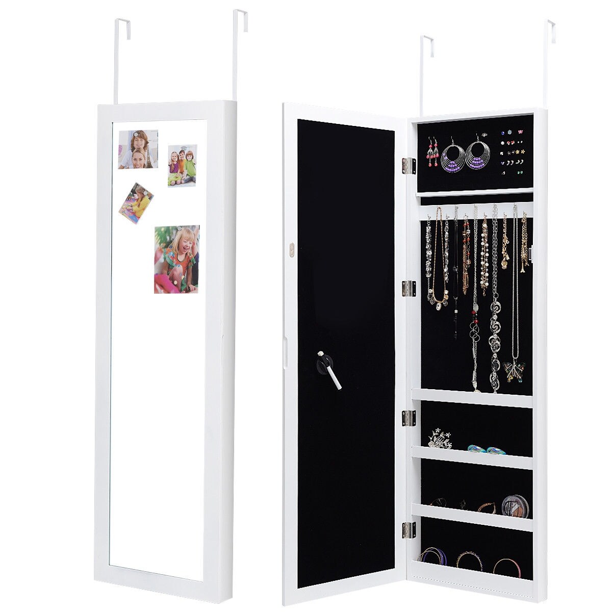 Shop Costway Wall Door Mounted Magnetic Mirrored Jewelry Cabinet