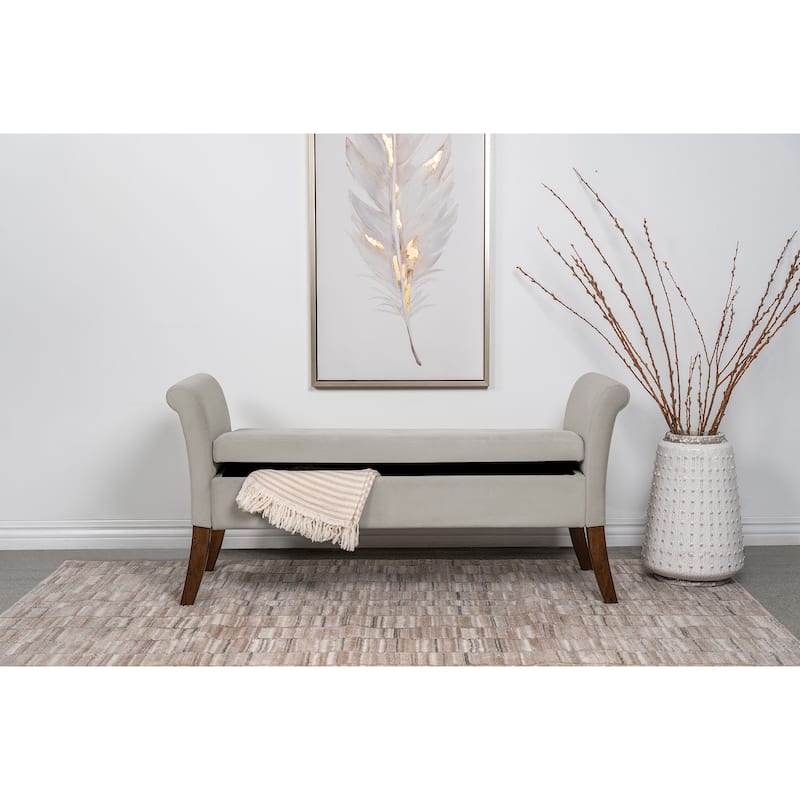 Farrah Upholstered Rolled Arms Storage Bench