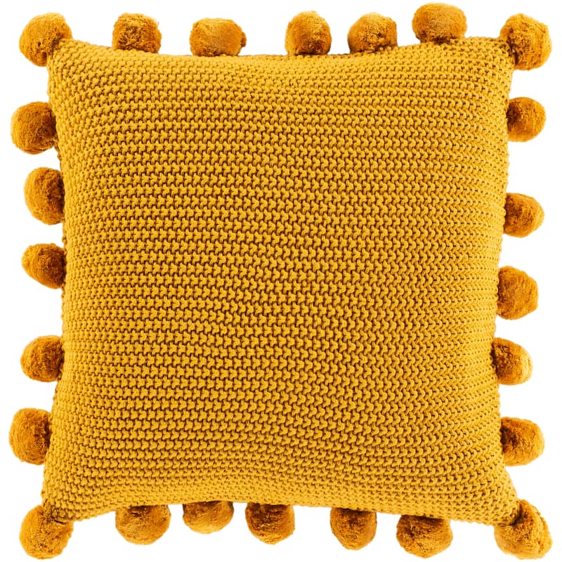 Livabliss Pam Knitted Pom Pom 18-inch Throw Pillow