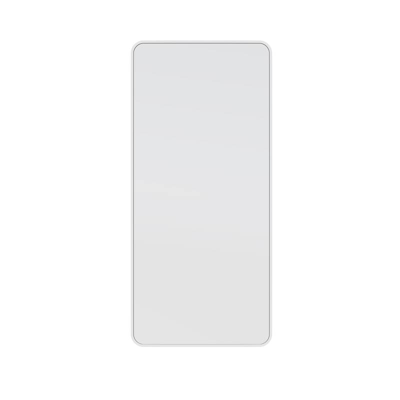 Glass Warehouse 48 in. H x 22 in. W Radius Corner Stainless Steel Framed Mirror