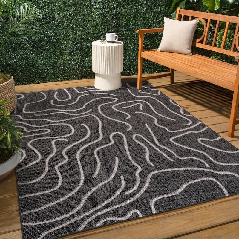 JONATHAN Y Nolan Modern Coastal Organic Shapes Indoor/Outdoor Area Rug