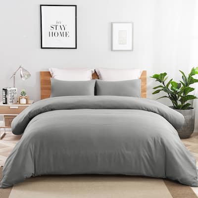 Solid Color Ultra Soft 3-piece Duvet Cover Set