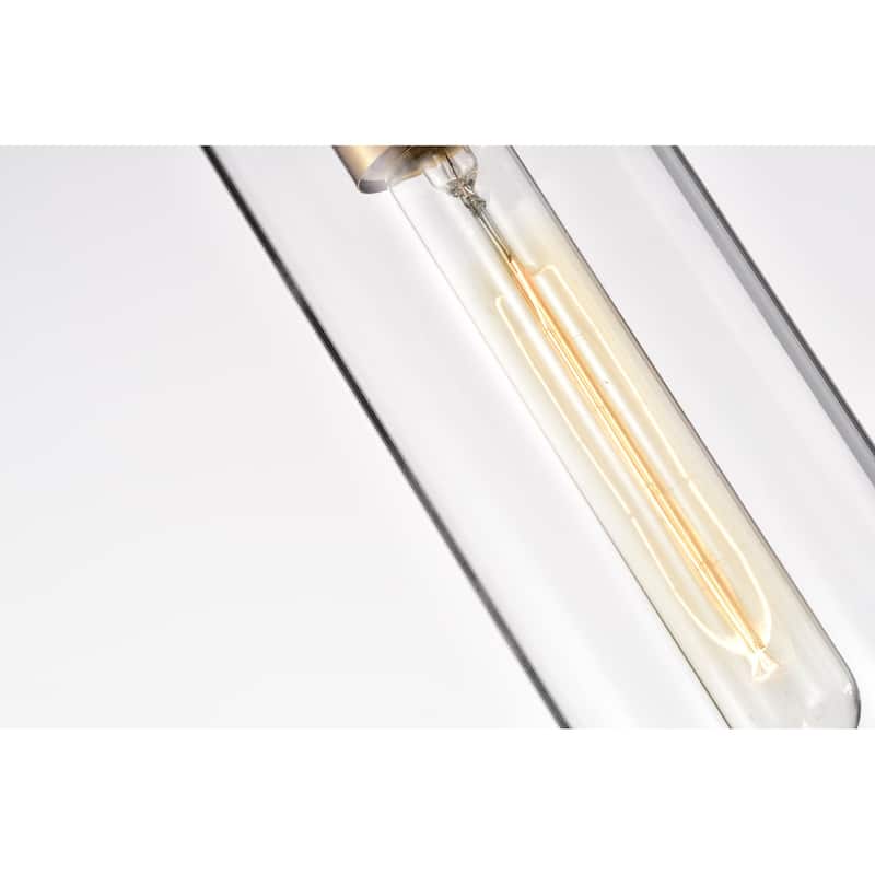 Black and Antique Gold 1-Light Mini Pendant with Clear Cylindrical Glass Shade