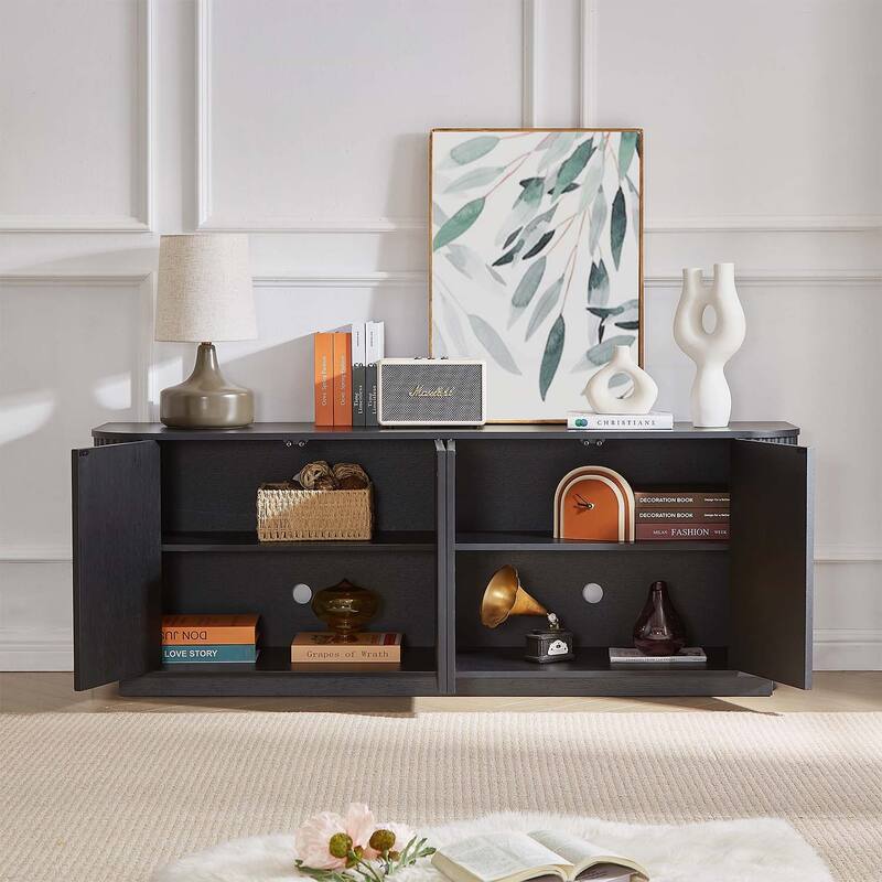 Wave Patterned Sideboard Storage Cabinet with Multi - functional Usage,for Various Rooms