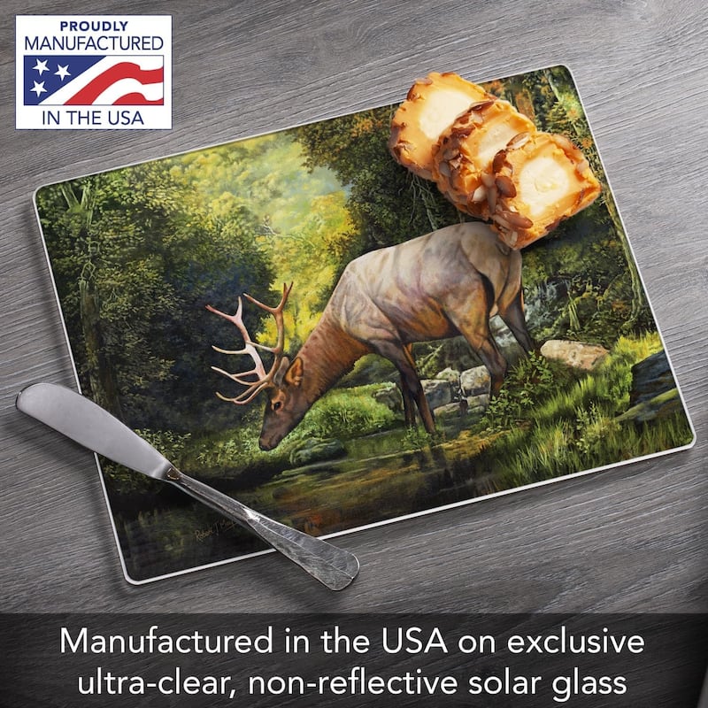 Tranquil Elk 3mm Heat Tolerant Tempered Glass Cutting Board 10” x 8” Made in the USA Dishwasher Safe
