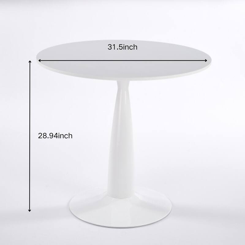 31.5inch Mid-Century Modern Pedestal Table, Multi-Functional Dining Table for 4-6 People & Large Coffee Table - White