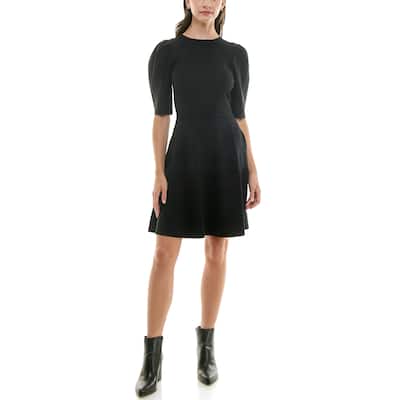 Nicole Miller Fit & Flare Rib Knit Sweater Dress