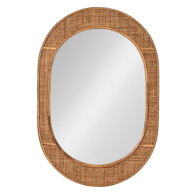 Bamboo and Rattan Framed Wall Mirror - 20.3"L x 0.8"W x 30.1"H