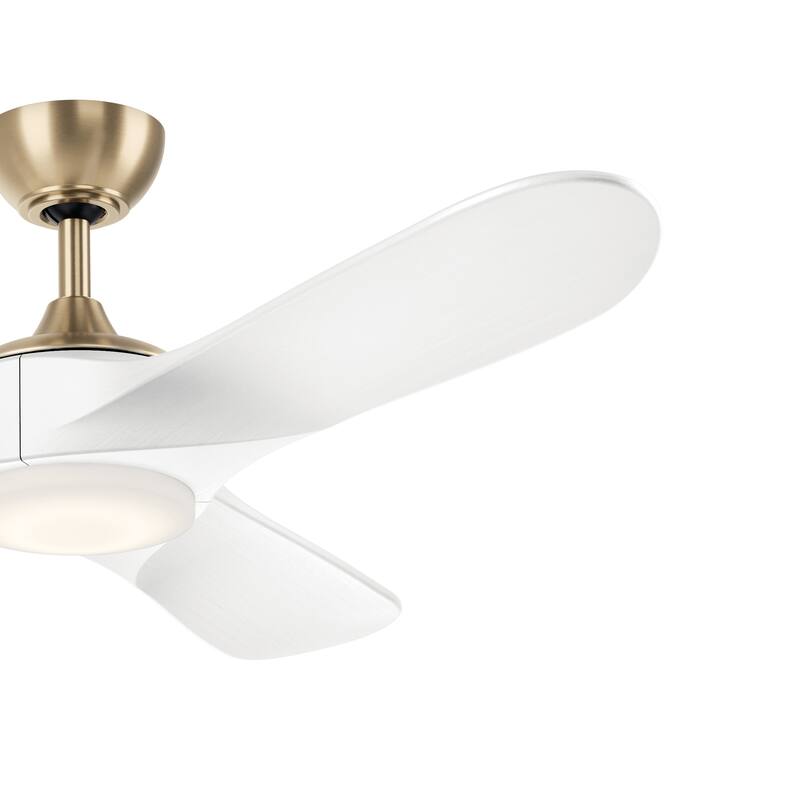 52 Inch Mylo Ceiling Fan with Satin Etch Cased Opal Glass in Champagne Bronze with Matte White Wood Blades