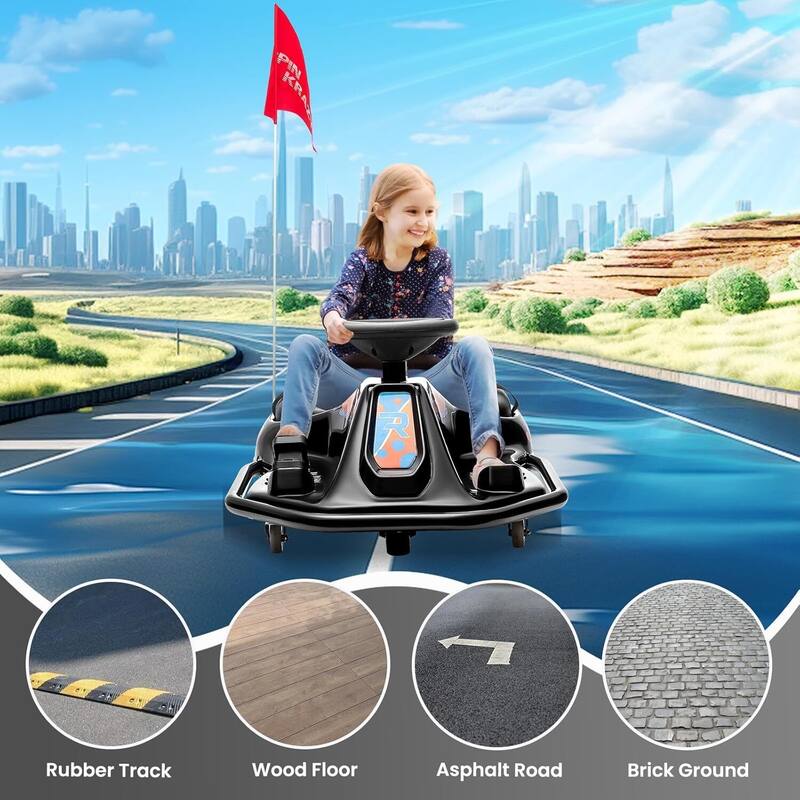 24V 7A Electric Ride-On Drifting Go Kart for Kids Best Gift