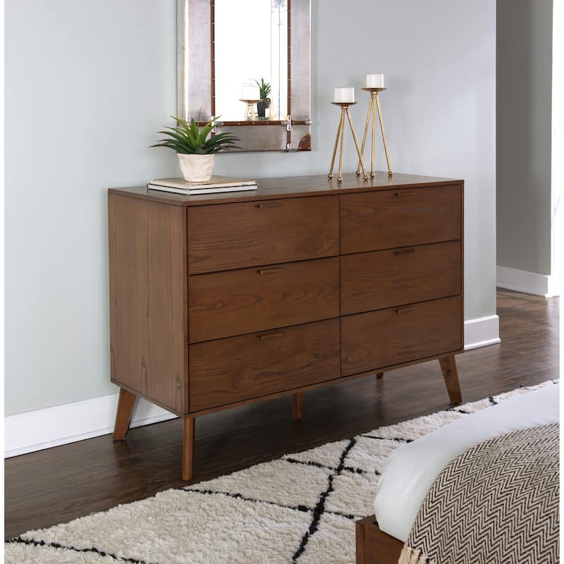 Carter Wooden Mid-Century 6-Drawer Dresser - Walnut