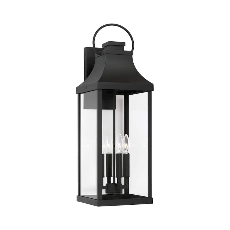Bradford Outdoor 4-light Extra Large Wall Lantern w/ Clear Glass - Black