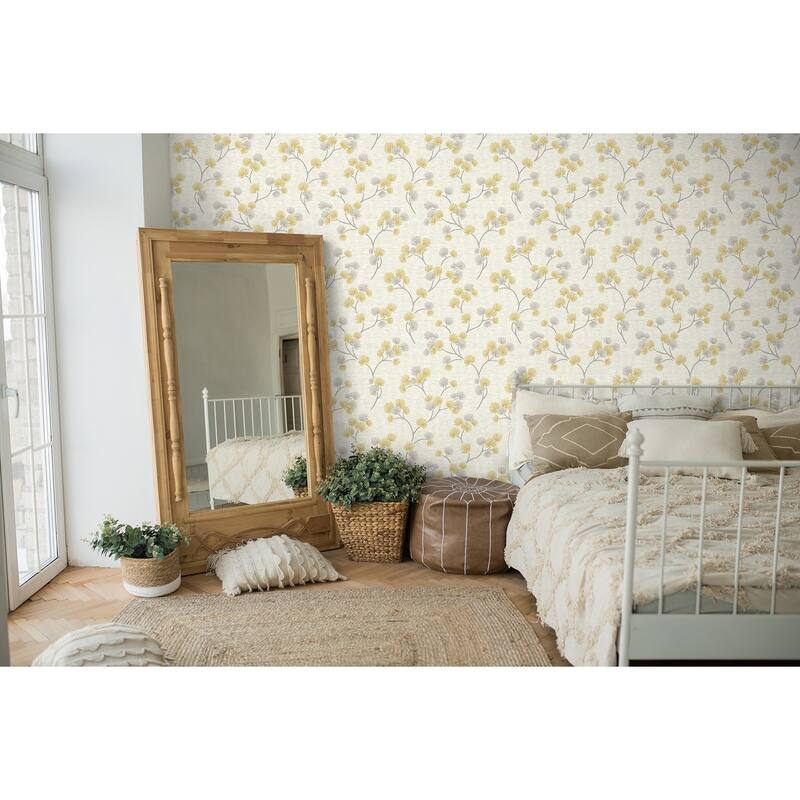 Fine Decor Kira Mustard Trail Wallpaper