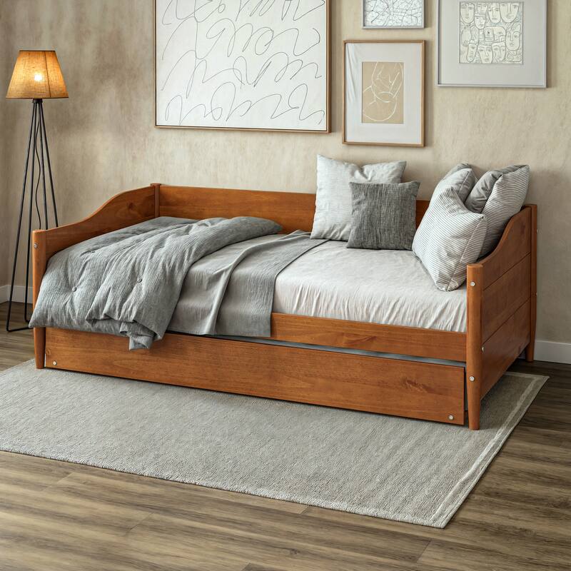 Mid Century Classic Twin Size Day Bed with Trundle