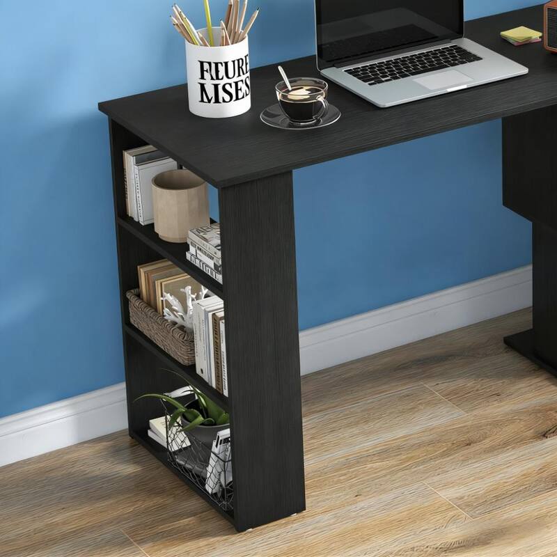 Spacious Writing Table Workstation,L Shaped Corner Computer Desk,360° Rotating Home Office Desk