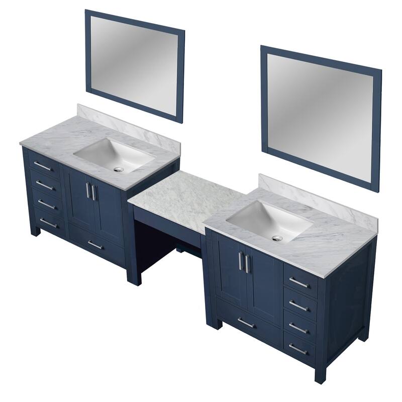 Coraline 102 in W x 22 in D Double Bath Vanity, Carrara Marble Top, and 34 in Mirrors