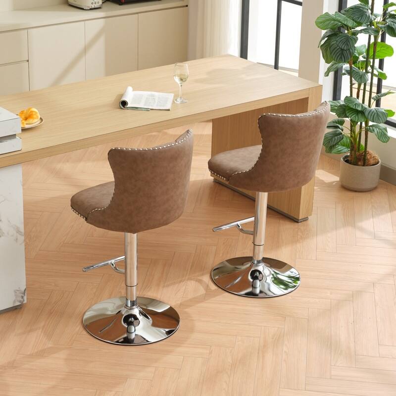 Swivel Foam Barstools Adjusatble Seat Set of 4