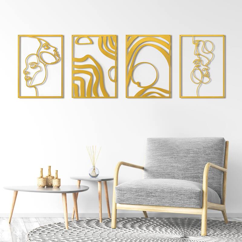 Art3d Metal Framed Wall Art Set-4-sheet Black or Gold 17"x12"