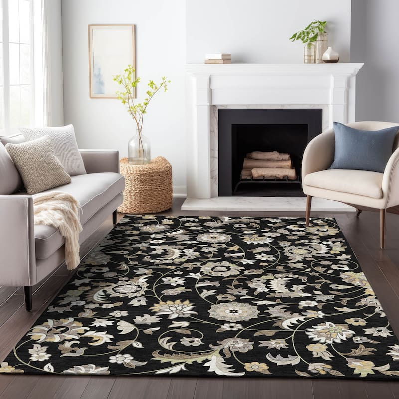 Machine Washable Indoor/ Outdoor Traditional Chantille Rug