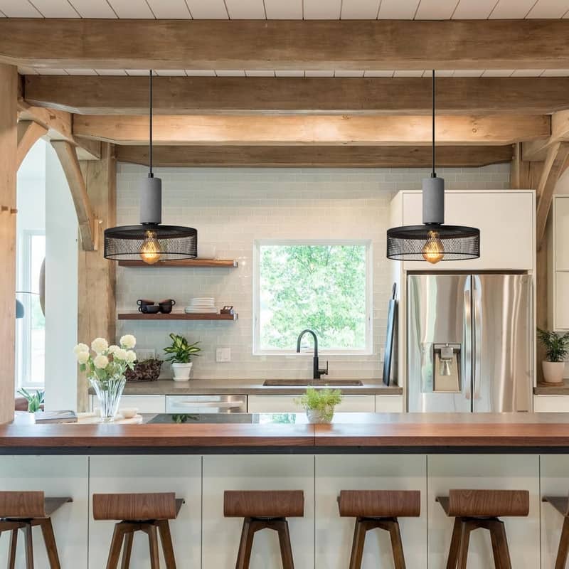 Modern kitchen light fixture black pendant lights concrete, metal island lights