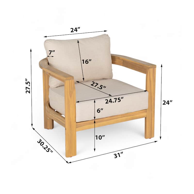 Christopher Knight Home-Zed Patio Acacia Wood Tub Club Chair