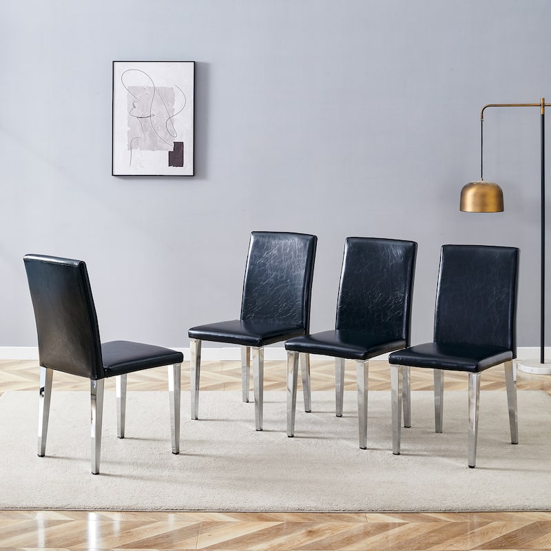 Four Pu Dining Chairs, Simple And Versatile, Exquisite And Versatile Dining Chairs Unlock(Set Of 4)