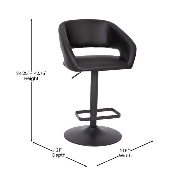 dimension image slide 0 of 18, Vinyl Adjustable Height Barstool with Rounded Mid-Back