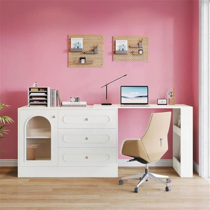 Extendable & Swivel Computer Desk with Storage