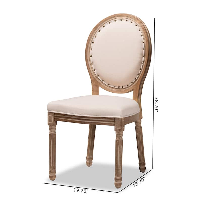 Louis French Inspired Upholstered Wood Dining Chair Set(2PC)-Beige