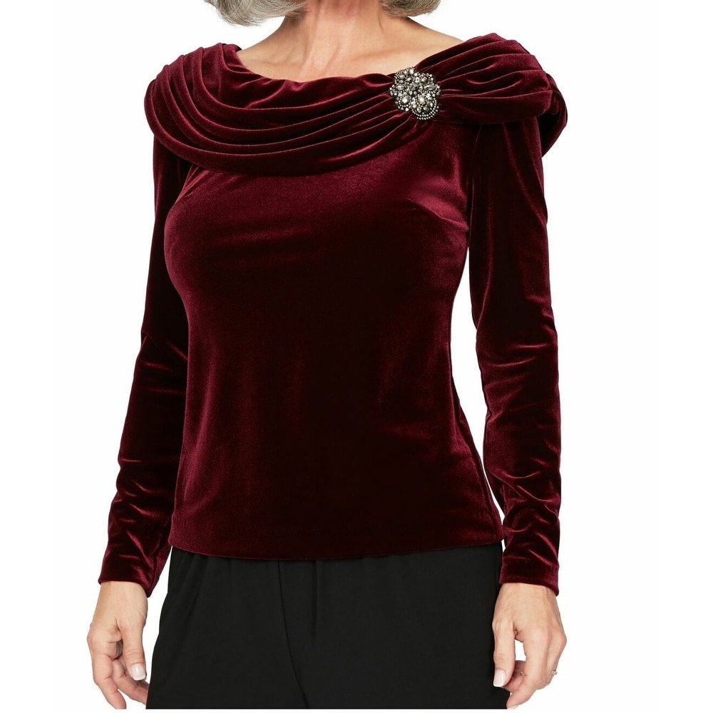 alex evenings embellished mesh blouse