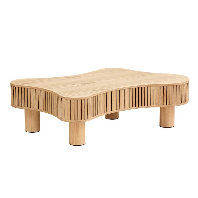 Modern Handmade Drum-Shaped Coffee Table Irregular Shape Coffee Table Small Coffee Table with Base, for Living Room