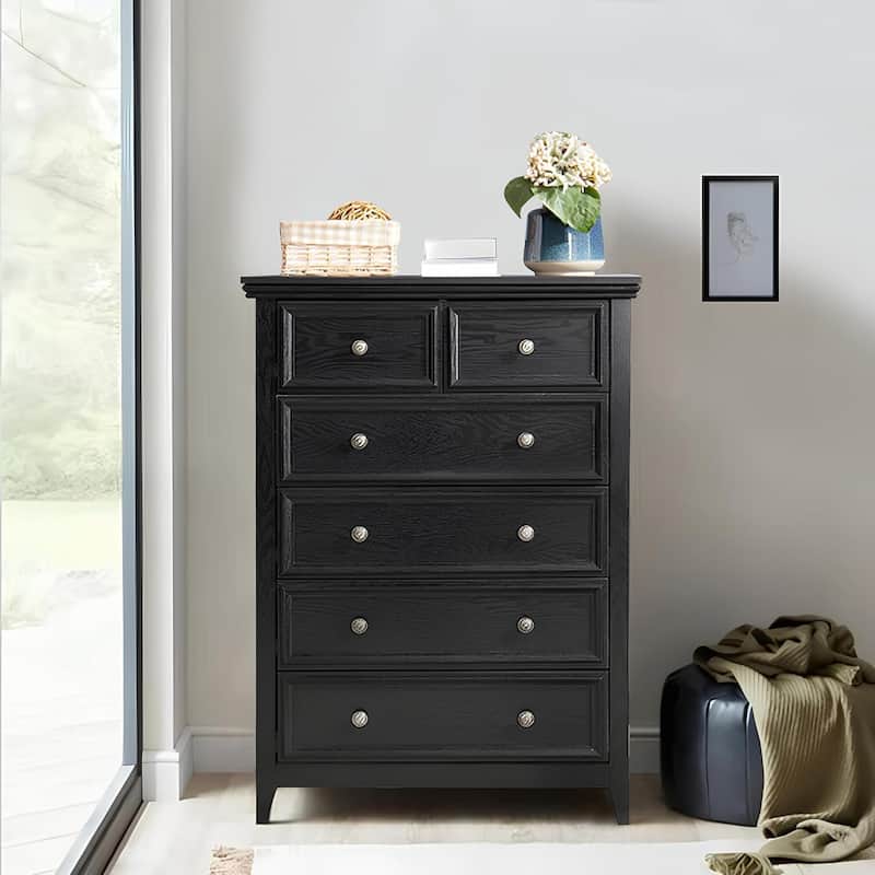 Roomfitters 6 Drawer Dresser, 6 Drawers cabinet Tall Chest of Drawers Closet Organizers Storage Clothes - Black
