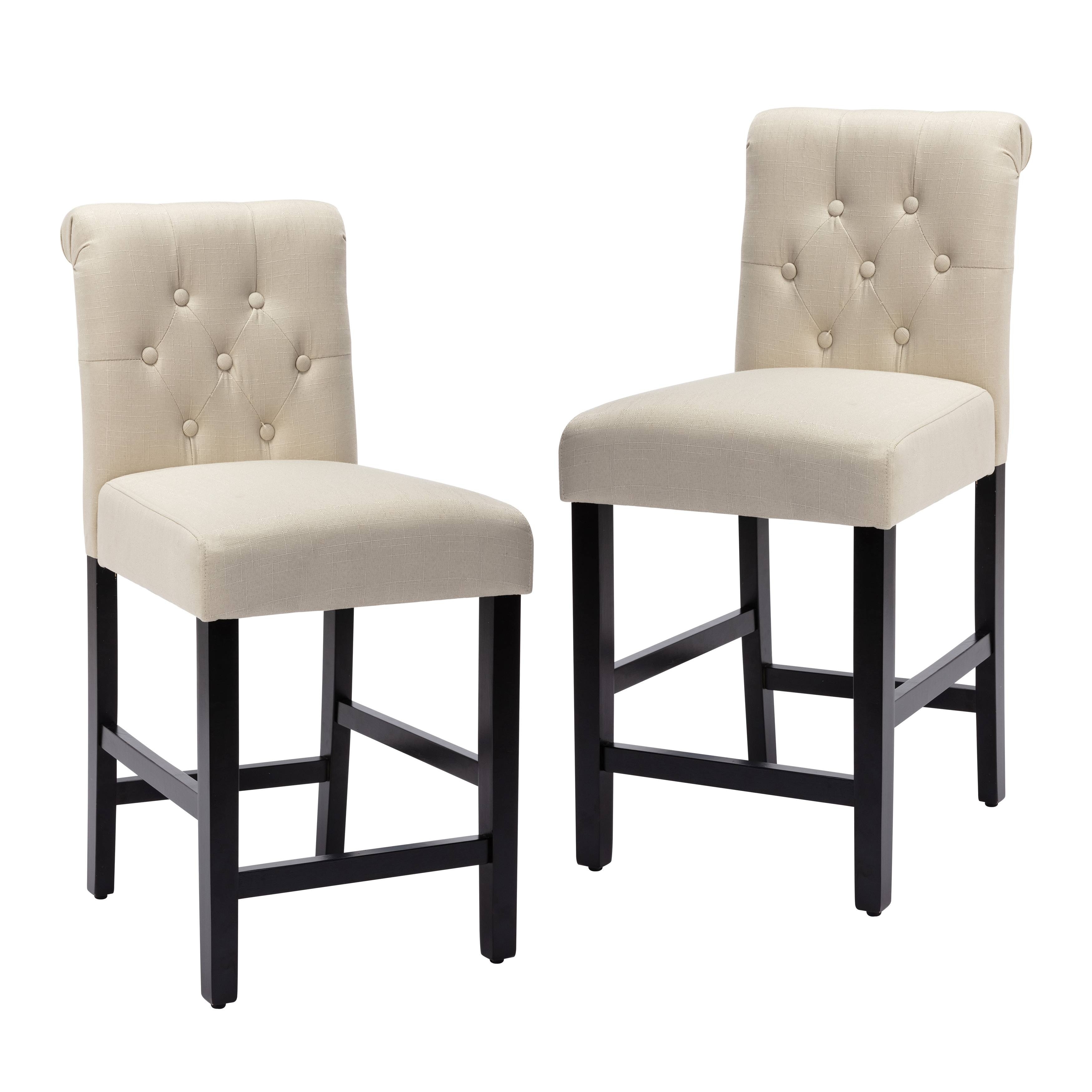 White leather counter shop height chairs