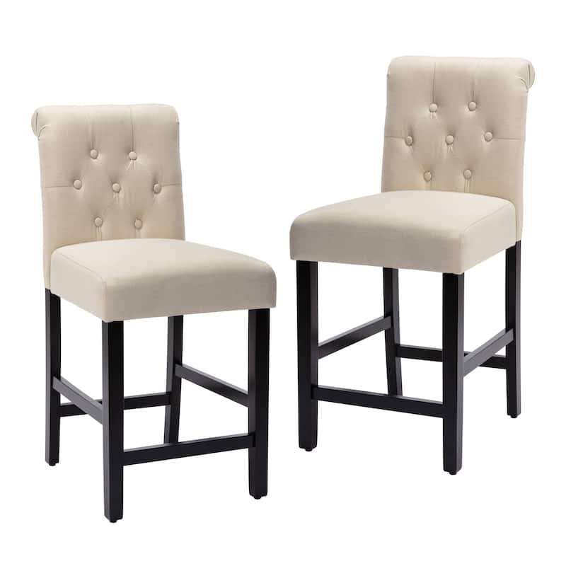 24 inches Fabric Counter Height Bar stools Upholstered Button Tufted Island Chairs Set of 2