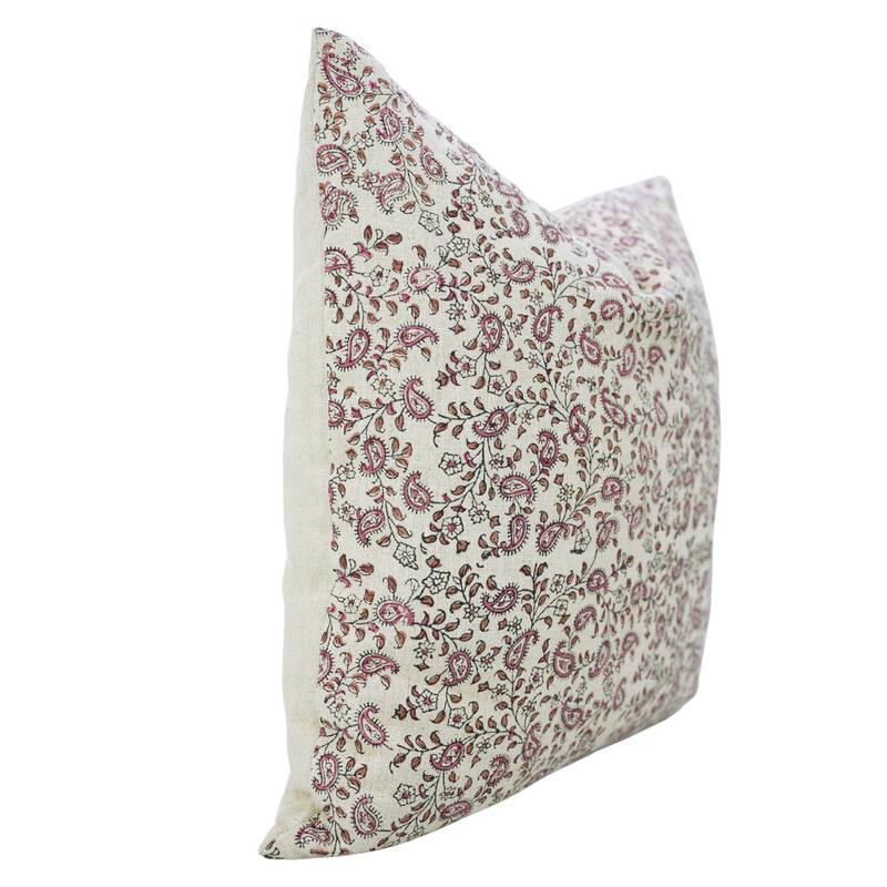 Fabdivine Handmade Boho Pure Linen Block Print Throw Home Décor Pillow Cover