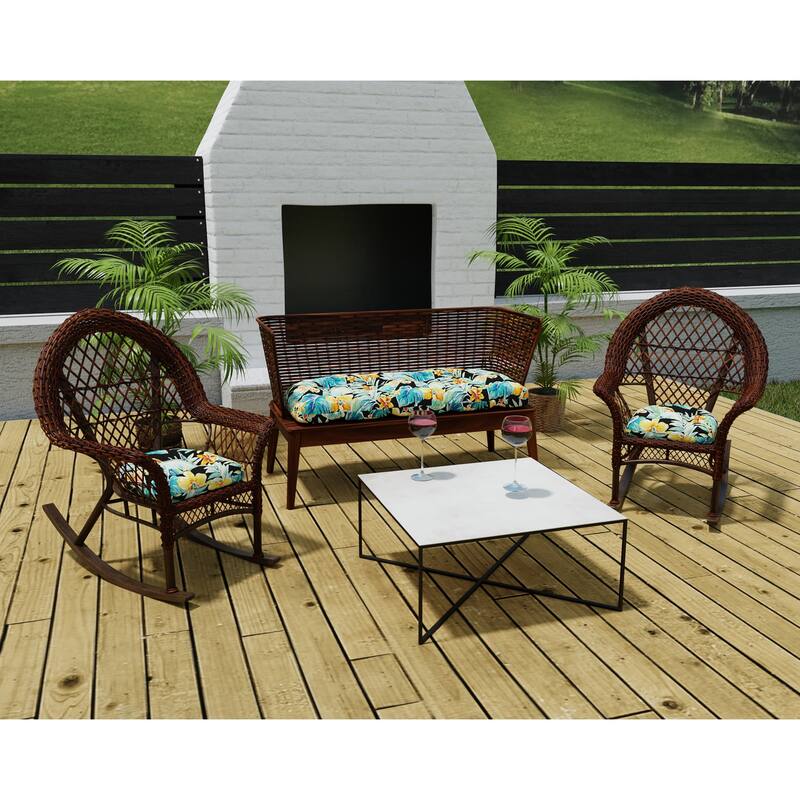 Outdoor Wicker Cushion Set for Bench and 2 Seats - 18'' L x 44'' W x 4'' H