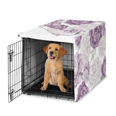 Sweet Jojo Designs Purple Lavender Boho Shabby Chic Floral Dog Crate Kennel Cover 36in Bohemian Vintage Watercolor Elegant Ivory