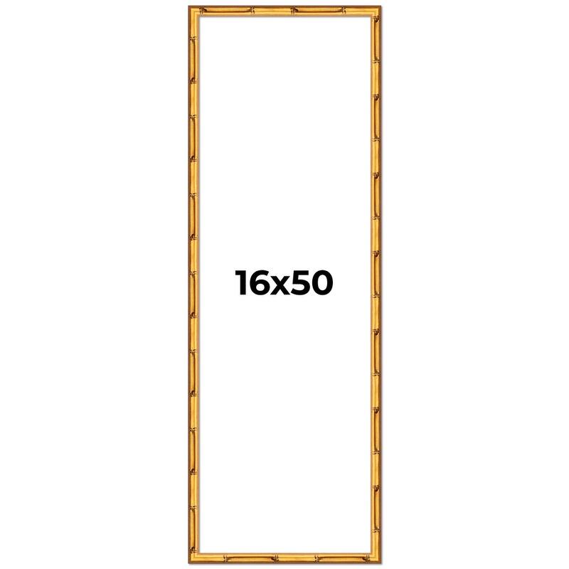 16x50 Frame Gold Bamboo Picture Frame Modern Photo Frame Includes UV Acrylic Shatter Guard Front Acid Free Foam Backing Board