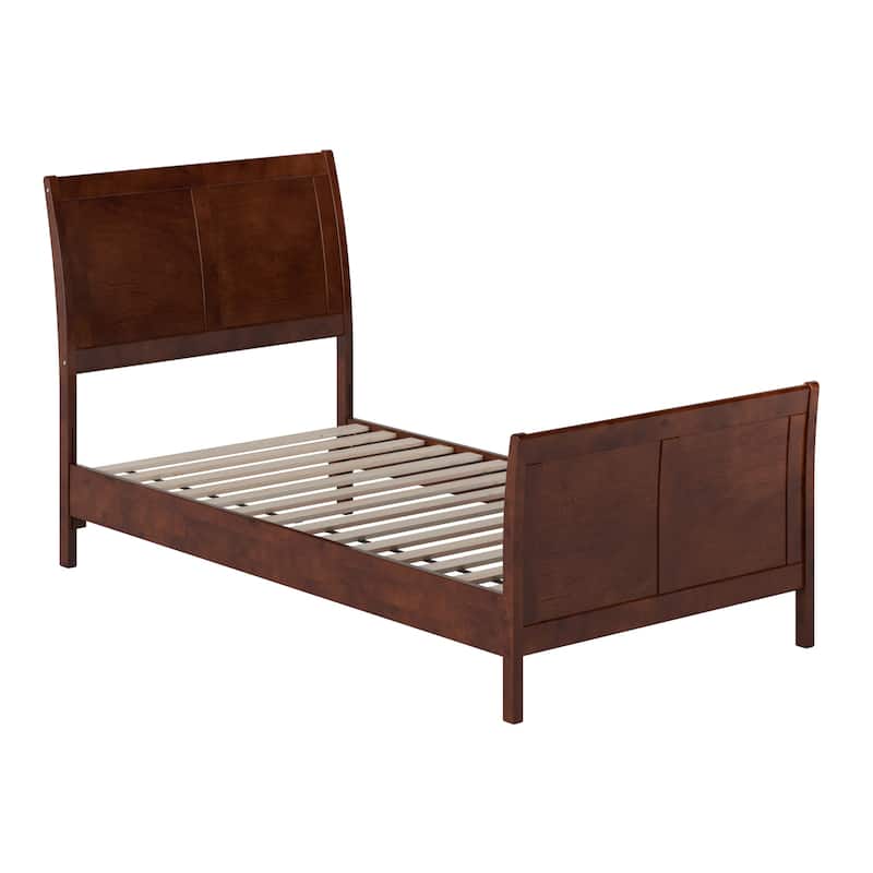 Valencia Solid Wood Low Profile Sleigh Platform Bed with Matching Footboard