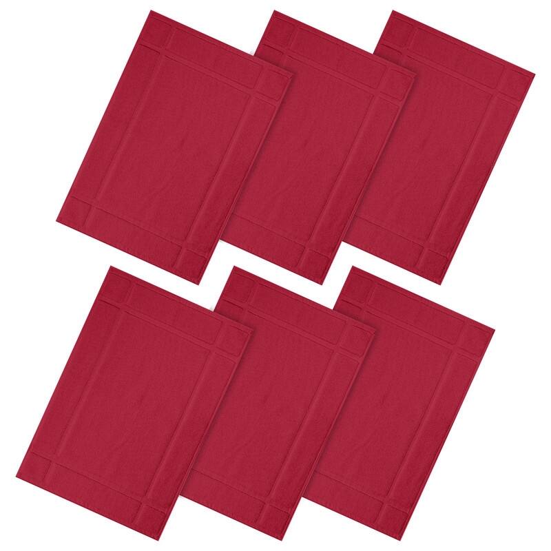 Pure Cotton 1350 GSM Bath Mats Highly Absorbent by Ample Decor- 6 Pack - 24"X17" - Red