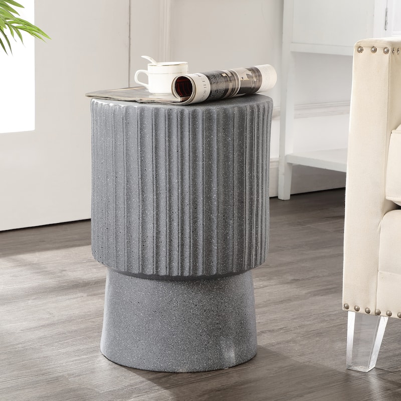 Kline 19" Modern Art Deco Tambour Accent Table , by JONATHAN Y