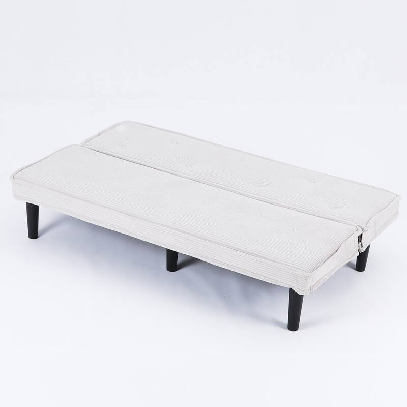 This 66-inch corduroy sofa bed can switch between the two comfortable forms