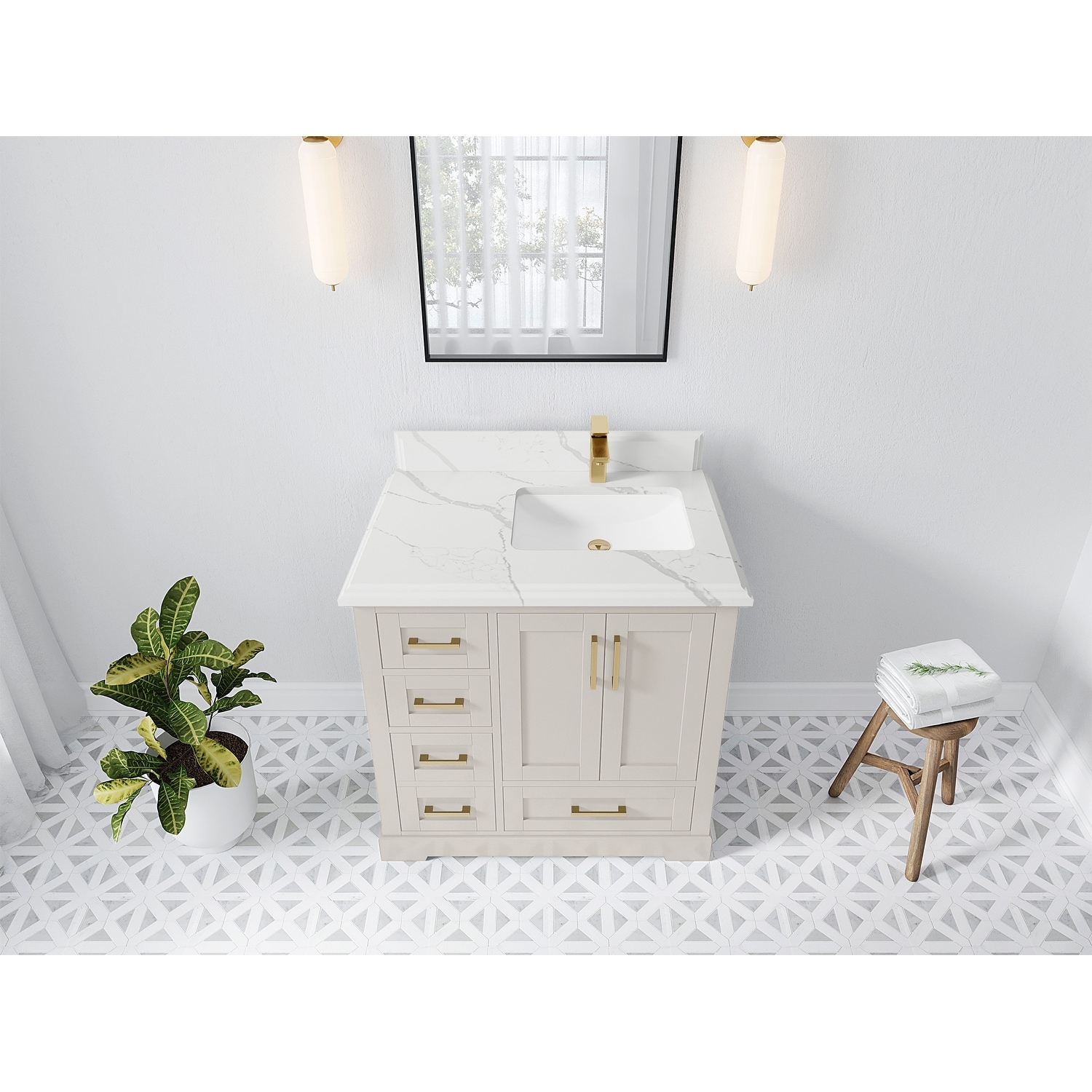 Willow Collections 36 in. W x 22 in. D boston Right Offset Sink Bathroom Vanity With Counter top