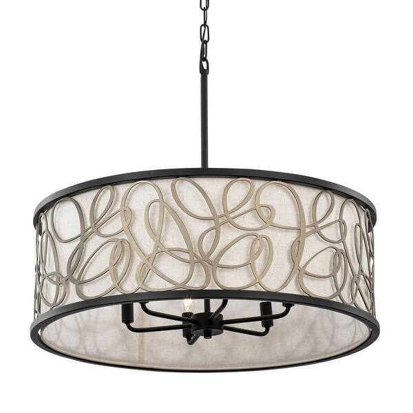 slide 2 of 6, Scribble 6-Light Drum Pendant Light - Matte Black/Artifact