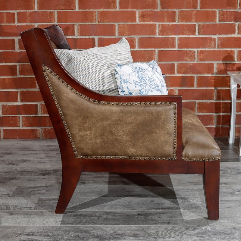 DTY Indoor Living Breckenridge Leather Accent Chair, Rustic Brown